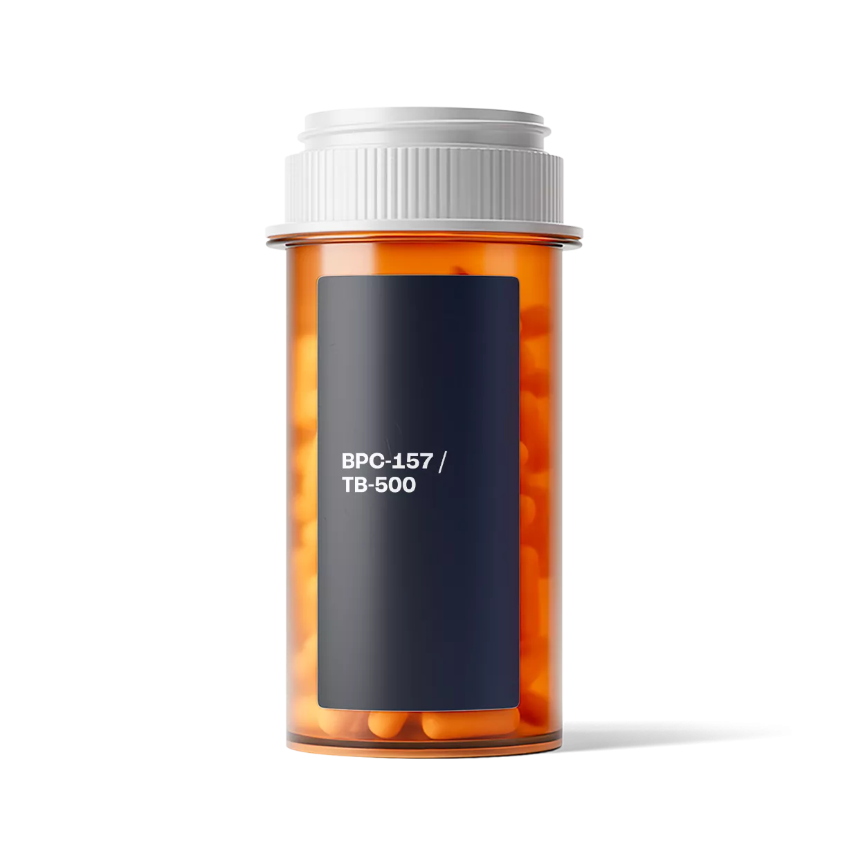 Bottle of BPC-157 / TB500 capsules used for oral peptide therapy and recovery support