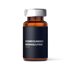 Compounded semaglutide injections in medical vial container for clinical prescription use