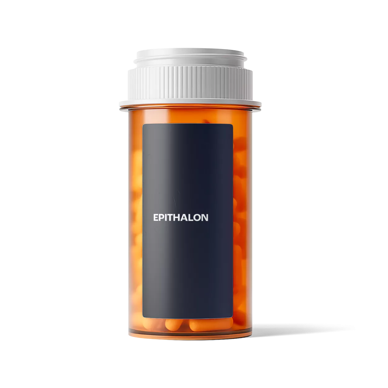 Pharmacy-style bottle of Epithalon capsules used for sleep, recovery, and longevity support