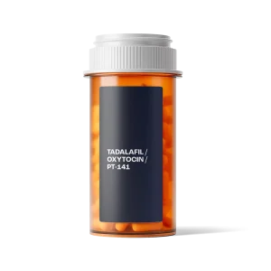 Tadalafil/Oxytocin/PT-141 compounded vial used in sexual health treatment protocols